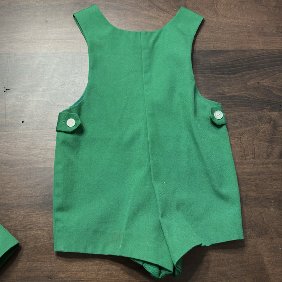 Vtg 60s Child Toddler Green Jacket Hat And Romper Outfit Set Boys By Oxford 3T? - Picture 9 of 16